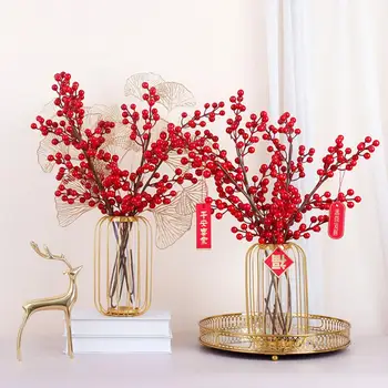 Искусственные рождественские ягоды, реалистичные пенопластовые поддельные ягоды для рождественской елочной вазы, праздничного украшения для вечеринок с многоразовым использованием