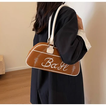 Нишевая дизайнерская сумка для подмышек, женская модная портативная сумка для боулинга, высококачественная текстурная сумка через плечо