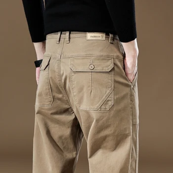Стрейчевые мужские классические брюки, осенне-зимние повседневные брюки, эластичные брюки для бега трусцой со средней талией, мужские деловые брюки, прямая поставка