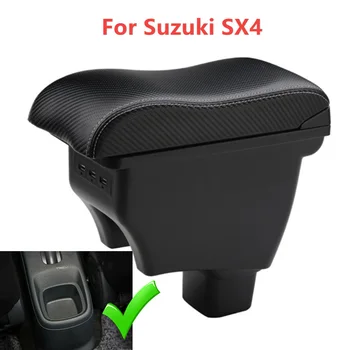 Подлокотник для Suzuki SX4, Запчасти для модернизации автомобиля, Центральная консоль Для хранения Деталей интерьера, USB Светодиодные аксессуары