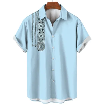 2024 Повседневная Рубашка Для Мужчин, Модные Мужские Рубашки С Короткими Рукавами, Простые Рубашки, Мужская Гавайская рубашка с 3D Принтом, Негабаритная Мужская одежда