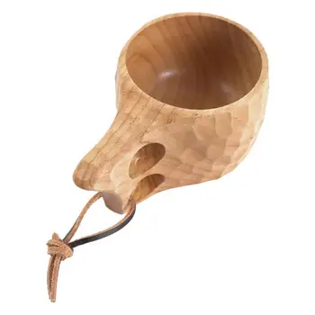 Деревянная чашка Kuksa Портативная Чайная кружка Kuksa Kasa в скандинавском стиле, деревянная чашка ручной работы для питья дома или кемпинга, аксессуары для походов