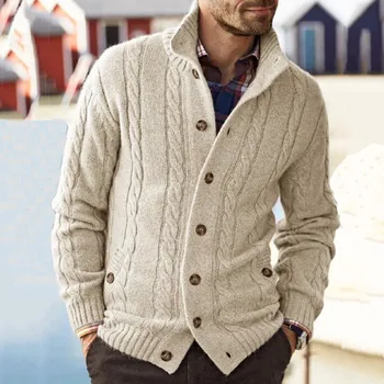 Свитера Оверсайз, пальто, осень-зима, теплый свитер, однотонный кардиган на пуговицах, мужской свитер с длинным рукавом, Sueteres Hombre 2023