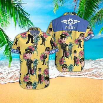 Гавайские Рубашки С Фруктами Ананаса, Рубашки с 3D Принтом, Мужские Модные Блузки, Повседневные Пляжные Майки, Летняя Мужская Рубашка с отворотом 