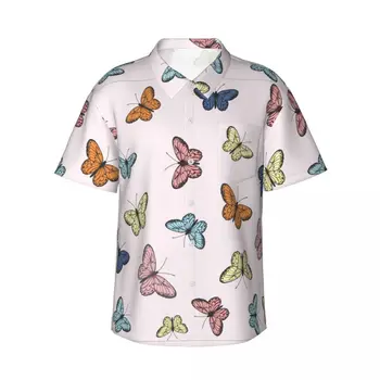 Гавайская рубашка с 3D принтом бабочки, мужская одежда, свободные дышащие мужские рубашки, Летняя мужская рубашка, Мужская одежда с коротким рукавом