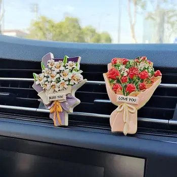 Цветок Подсолнух Автомобильный зажим для выпуска воздуха Букет Цветов Автомобильный Зажим для Ароматерапии Роза Кондиционер для автомобиля Украшение интерьера автомобиля