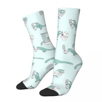 Счастливые мужские носки с динозавром в стиле ретро Хип-хоп, бесшовные носки для экипажа, подарочный рисунок с принтом
