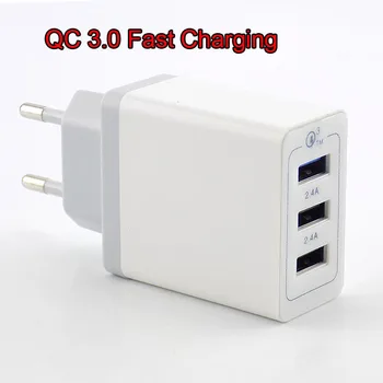 Портативное 3-портовое зарядное устройство Quick Charge QC 3.0 USB Power Bank Адаптер питания для телефона Настенная Настольная зарядка EU/US Plug L1