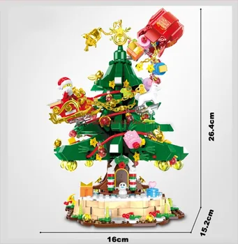 2023 Новый Санта-Клаус, Пряничный домик, Рождественская елка, Сани с северным оленем, Строительные блоки, развивающие игрушки, Рождественские подарки