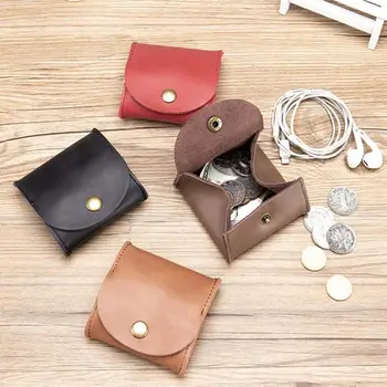 Простой кожаный мини-кошелек Небольшая сумка для хранения мелочи Кошелек для монет Корейский Денежный мешок Сумка для монет Маленький кошелек Кошельки