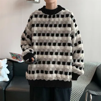 Juspinice 2023, Корейский модный пуловер, осенний Японский Свободный Мужской трикотаж, Универсальный ленивый пуловер, пальто, Мужская одежда