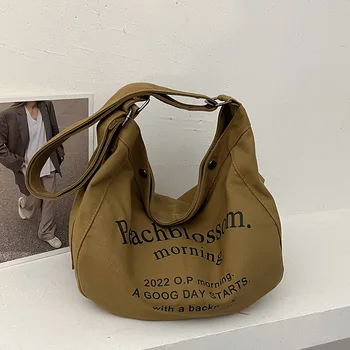 Холщовая сумка с надписью Женская 2022 Новая Модная Универсальная Сумка-Тоут Студенческого класса Большой Емкости Через Плечо Big Bag