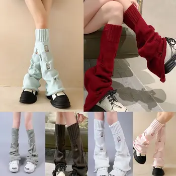 Вязаные гетры Длинные чулки Lolita Теплые носки для ног Модные Термолеггинсы JK для женщин и девочек