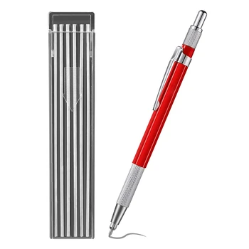 Карандаш для сварщиков с 12 шт. заправками с серебристой полосой, металлический маркер, механические сварочные карандаши для труб, изготовление, красный