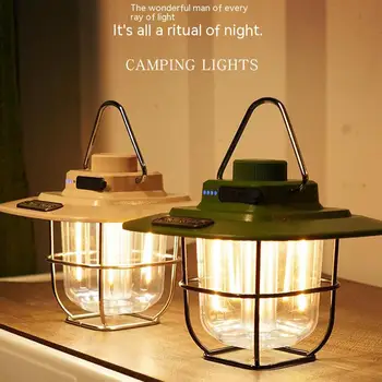 Наружная светодиодная лампа для кемпинга, ретро подвесная лампа для палатки, водонепроницаемые лагерные фонари с регулируемой яркостью, аварийное освещение, фонарь для кемпинга