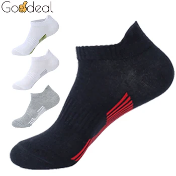 Goodeal 3 пары хлопчатобумажных мужских коротких спортивных носков с глубоким вырезом, спортивные носки для бега марафона, Дышащий мужской удобный комплект
