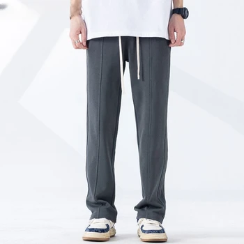 2023 Новые Весенне летние мужские модные Свободные широкие брюки Мужские прямые однотонные брюки Мужские повседневные брюки на шнурке I446