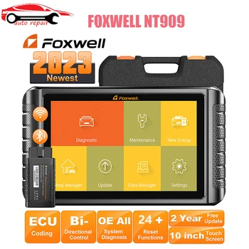2023 FOXWELL NT909 OBD2 Двунаправленный Инструмент Автоматического сканирования ECU, Кодирующий Все Системные Инструменты Диагностики Автомобиля CAN-FD/DOIP FCA AutoAuth Scanner