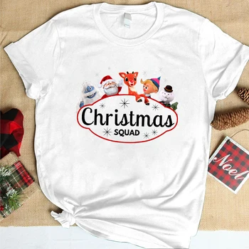 Merry Christmas Girl, Однотонная футболка С принтом Для женщин, Kawaii Y2K 90, Рождественский Топ с героями Мультфильмов, Футболка, Одежда Harajuku