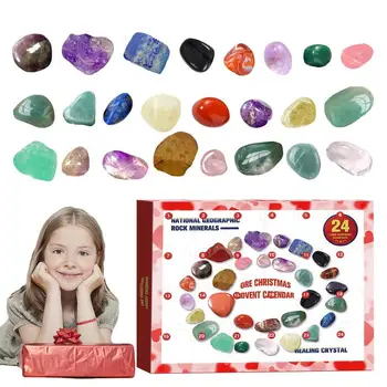 Адвент-календарь с драгоценными камнями на 2022 год, адвент-календарь для детей с 24 драгоценными камнями, которые можно открывать каждый день, Полная коллекция рождественских камней
