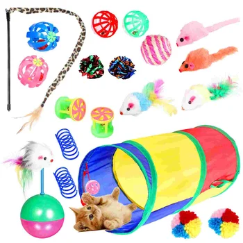 Набор игрушек-туннелей для кошек, 20шт, шарики-колокольчики, игрушки-палочки для кошек, игрушки для котенка, игрушка-дразнилка для кошек, интерактивная игрушка для кошек