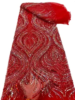 2023 Французские бусины с тяжелой строчкой, сетчатое кружево с блестками, высококачественное модное винтажное платье чонсам, вечернее платье 5 ярдов