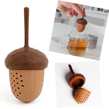 Симпатичный силиконовый с ручкой, практичный домашний портативный сосновый конус в форме подарочного травяного ситечка для заварки чая