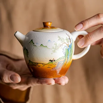 Креативный чайник из травы и дерева Xi hometown, домашний керамический ретро-чайник, чайный набор кунг-фу, чайный диспенсер, фильтр-кастрюля