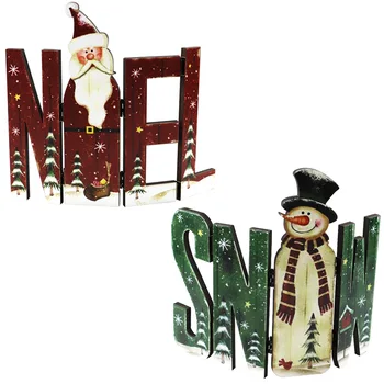 Рождественские украшения для стола Joy Noel, деревянная клетчатая декоративная вывеска Joy Noel для домашнего декора DIY Craft
