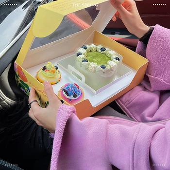 Коробка для кексов со вставным окошком вмещает 4 дюйма Торт на 2 кекса Пищевой контейнер для кексов Коробка для выпечки печенья