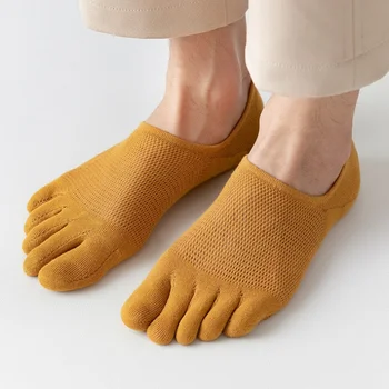 3 пар мужские модные с открытым носком впитывающей пот дышащий невидимый лодка носки хлопок лодыжки короткие носки эластичной человек палец носок