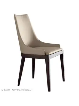 Обеденный стул из массива дерева Nordic, ресторан отеля, легкое роскошное кресло, простая кожаная спинка, дизайнерская модель кресла для комнаты
