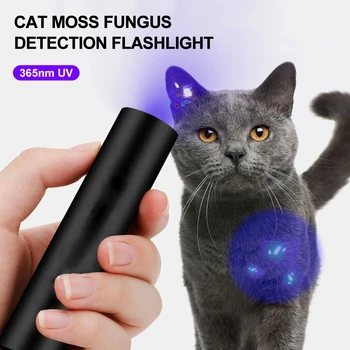 УФ-фонарик Перезаряжаемый 365нм Черный свет Мини-светодиодный фонарик Встроенный аккумулятор Ультрафиолетовая лампа Детектор мха для домашних животных для кошки Собаки