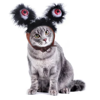 Хэллоуин, Пугающая Декоративная повязка на голову с пушистым глазом, аксессуары для домашних животных, Фестивальная вечеринка, Забавные головные уборы для маленьких кошек
