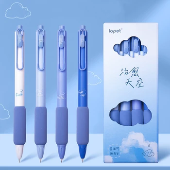 4 шт./упак. Серия Blue Sky 0,5 мм Гелевая ручка для студентов, черная сменная ручка для письма, мягкая на ощупь Канцелярская ручка, Офисные школьные принадлежности