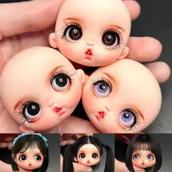 Новая кукольная голова 1/8 с макияжем для тела, 16 см, кукла для милой девочки, макияж для девочки, кукла с 3D разноцветными глазами