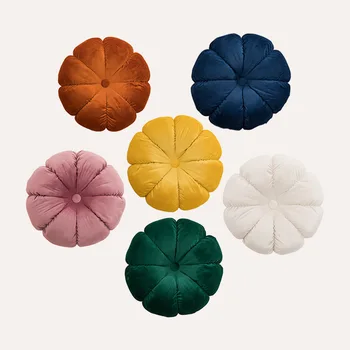 Подушка в скандинавском Instagram стиле, Голландская бархатная подушка в виде тыквы, однотонная плиссированная подушка ручной работы, офисное кресло, окно