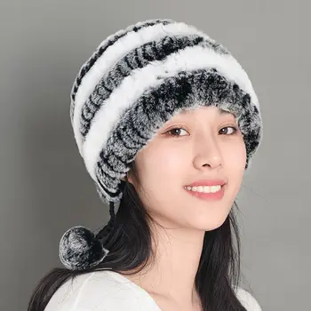 женская утолщенная теплая зимняя красивая модная шапка в стиле двойной вязки, новинка 2023 года, новая шапка