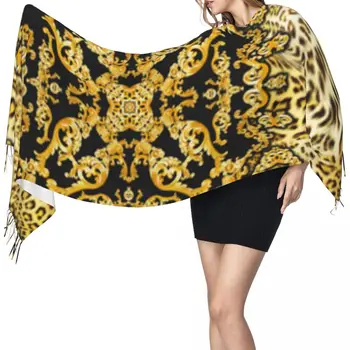 Шарф с кисточками, Большой 196 * 68 см, Зимняя теплая шаль из пашмины, Bufanda, Женские кашемировые шарфы в стиле барокко,