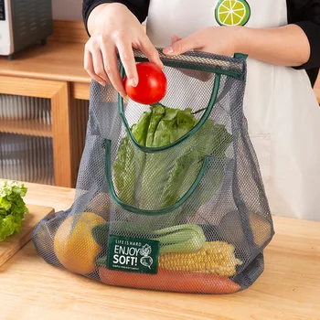 Многоразовый кухонный подвесной сетчатый мешок для домашнего хранения фруктов и овощей, сетчатый мешок для имбиря, чеснока, картофеля, лука