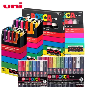 Маркеры Uni Posca, цветные краски, Канцелярские ручки, Кисть, Акриловый маркер для граффити, Манга, Школьные принадлежности для рисования, Аксессуары