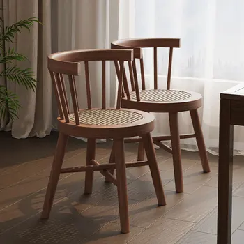Офисный обеденный стул из массива дерева, Кухонная спинка из ротанга, Современный простой стул для переговоров, Мебель для дома Sillas середины века WKDC