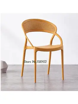Стул с простой спинкой для полного рабочего дня, бытовой пластиковый обеденный стул, скандинавский стул для отдыха, утолщенный складной креативный модный стул