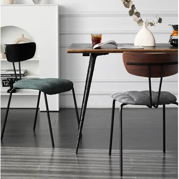 Итальянские кухонные стулья с мягким мешком, обеденные стулья с железным каркасом, дугообразная спинка компьютерного кресла, удобная мебель для сидячего образа жизни для дома