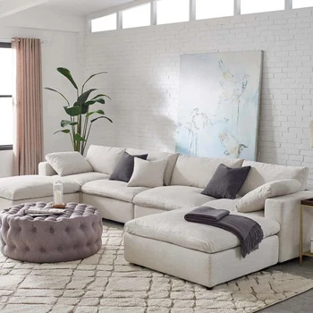 Американский большой модульный секционный диван Мебель для дома Nordic Modern U-Образный Угловой диван-кровать Cloud Couch Sets