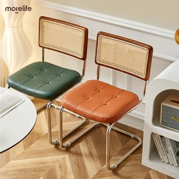 Обеденный стул Nordic Home Стул для гостиной Кресло для отдыха Дизайнерский ротанговый стул Ins Кафе Средневековый Ретро Складной стул