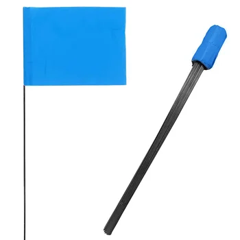 100 упаковок 4x5x16-дюймовых маркеров с голубым флагом для ландшафта двора, маркерных флажков для полива, флажков для разметки стальной проволоки для газона