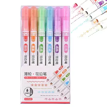Цветные ручки-маркеры, цветные ручки Flownwing Curve, маркеры-маркеры, 6шт цветов, Маркирующие линии, Эстетический маркер для