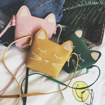 Новые детские сумки-портмоне с кошкой для маленьких девочек, мини-сумка через плечо, милые сумки-мессенджеры для принцесс, маленькие сумки из искусственной замши для детей