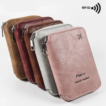 Многофункциональная сумка для паспорта на RFID-молнии, противоугонная щетка, сумка для хранения выездных путешествий, простой держатель для паспорта, держатель для кредитной карты